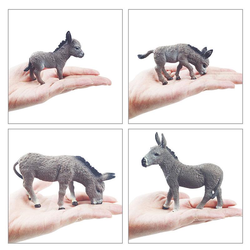 Gray Donkey Figurine: Children's Cognitive Animal Model Toy