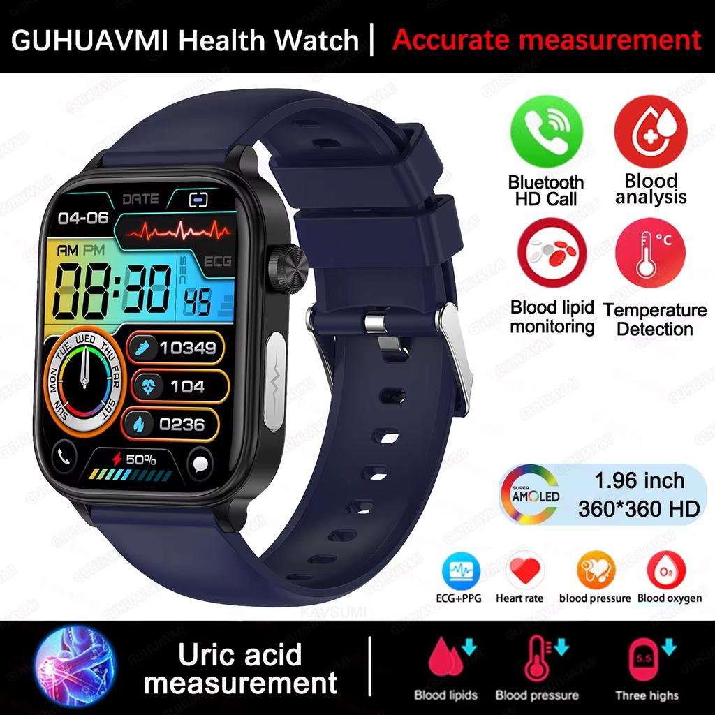 2025 New ECG+PPG Blood Fat Uric Acid Health Smartwatch Men Women Heart Rate Blood Pressure Bluetooth Call Smart Watch for IOS Android