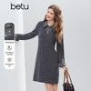 Betu Women's Patchwork Plaid Doll Collar Dress