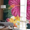 Green Plant Red Hibiscus Chiffon Tulle Curtains For Living Room Kitchen Bedroom 3d Print Sheer Voile Curtain Window Treatment