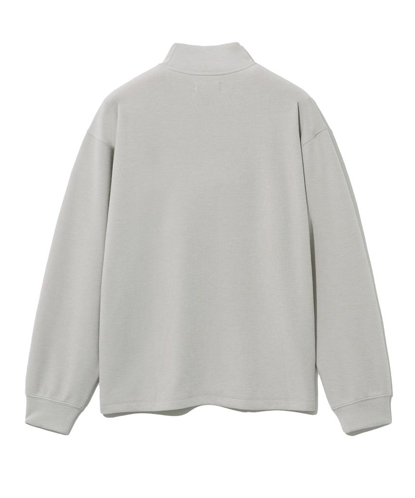YALE Comfortable Mock Neck Long Sleeve T-Shirt Greige