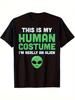 Men'S Funny Alien Costume T-Shirt | This Is My Human Costume Slogan with Black & Green Alien Print