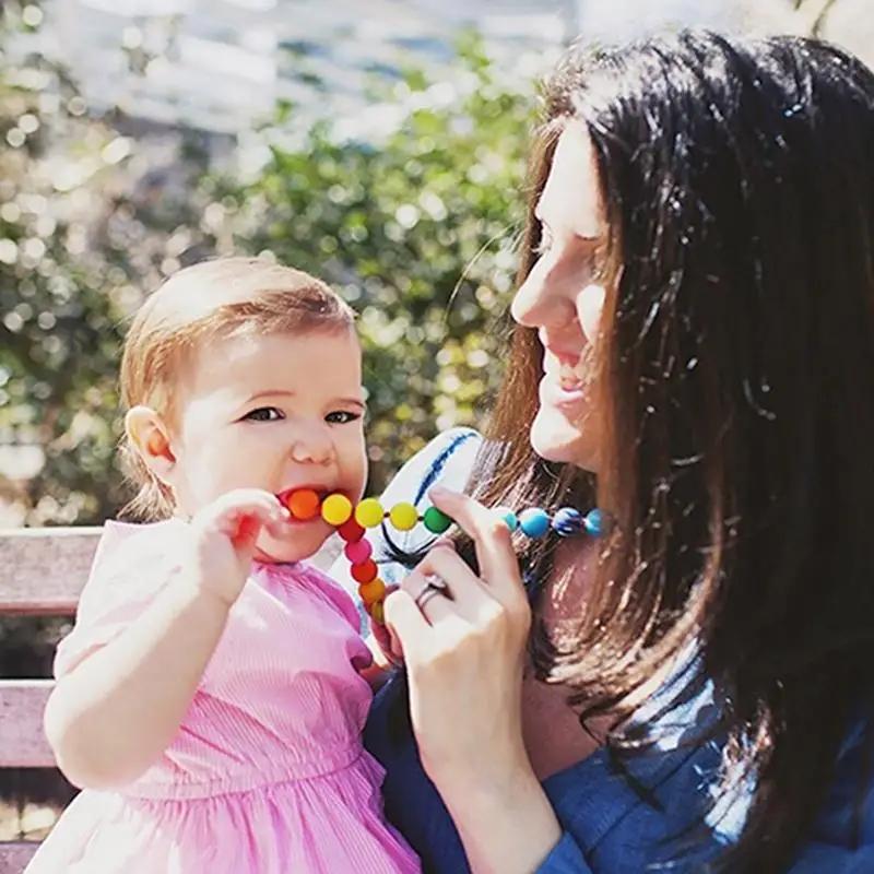 Haushalt Tragbar Bequemlichkeit Lebensmittelqualität Silikon Beißkette Perlen Baby Beißkette Stillkette für Mama