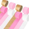 Eco Friendly Pink Streamers Party Decorations 4 Rolls Pink and Gold Crepe Paper Streamer for Birthday Party Backdrop Deco