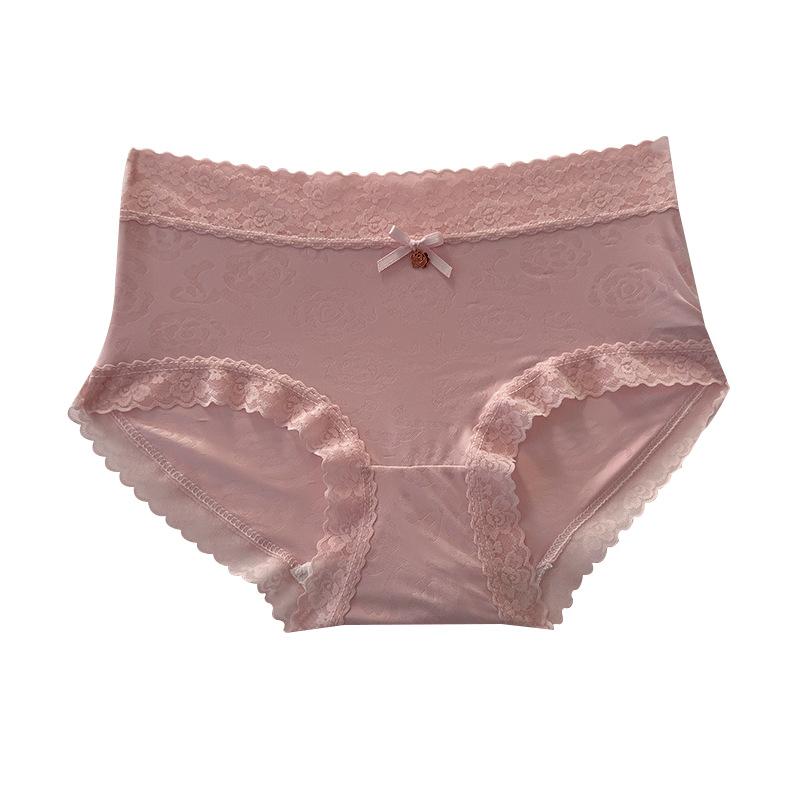 Ladies Summer Thin Sexy Pure Desire Lace Ice Silk Cotton Crotch Close Skin Triangle Briefs