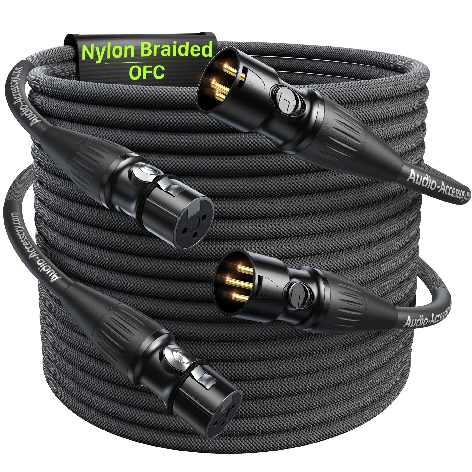 

Set of two 7.6m XLR Microphone Cables [BraidedMade in Japan 99.99% OFC Oxygen-Free Copper], Quiet, Male-Female [Neutrik REAN ConnectorsGold-Plated