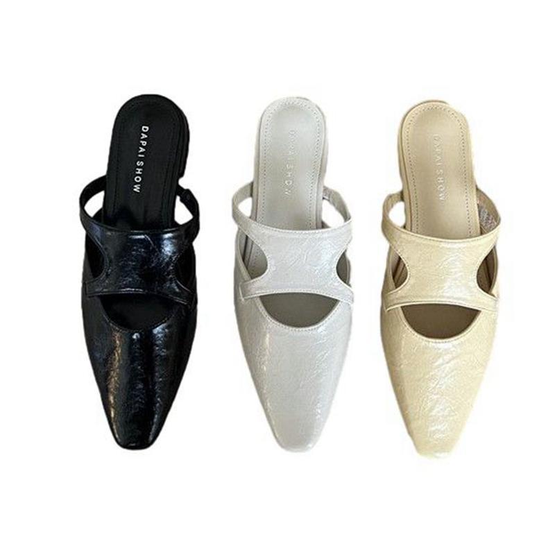 Women s Mule Sabot Pumps Pointed Toe Low Heel Flat Office Slippers Indoor/Outdoor Fashion Beautiful Legs