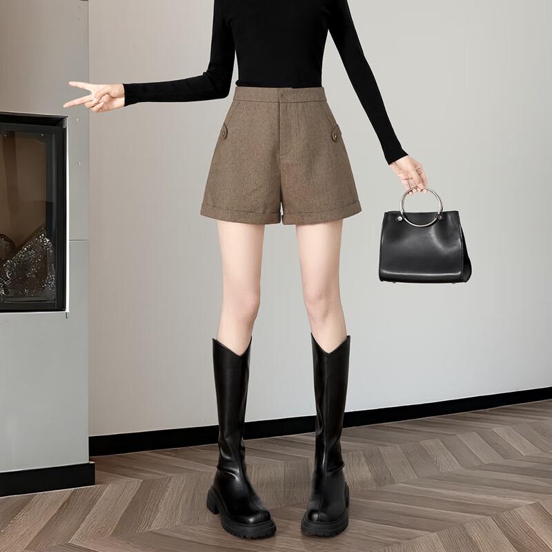 She Pond Women's High-Waist A-Line Wide-Leg Pocket Shorts