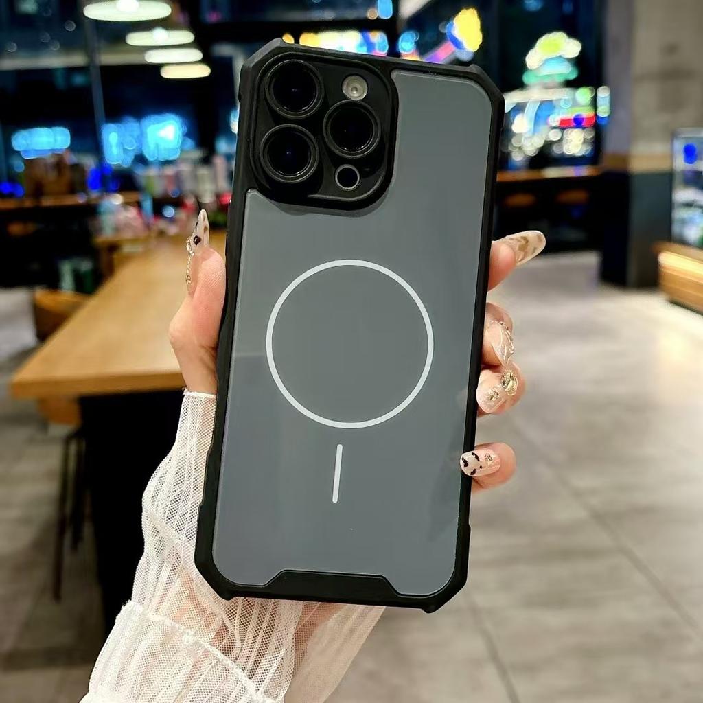 Suitable for IPhone16 Mobile Phone Case Four Corner Anti-fall Thin Circle Magnetic Suction Apple 15/14 Full-inclusive Protective Case