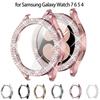 Custodia Glitterata con Diamanti per Samsung Galaxy Watch 7 6 5 4 Custodia Protettiva in PC 40mm 44mm Pellicola Protettiva per Schermo Paraurti Cover Trasparente