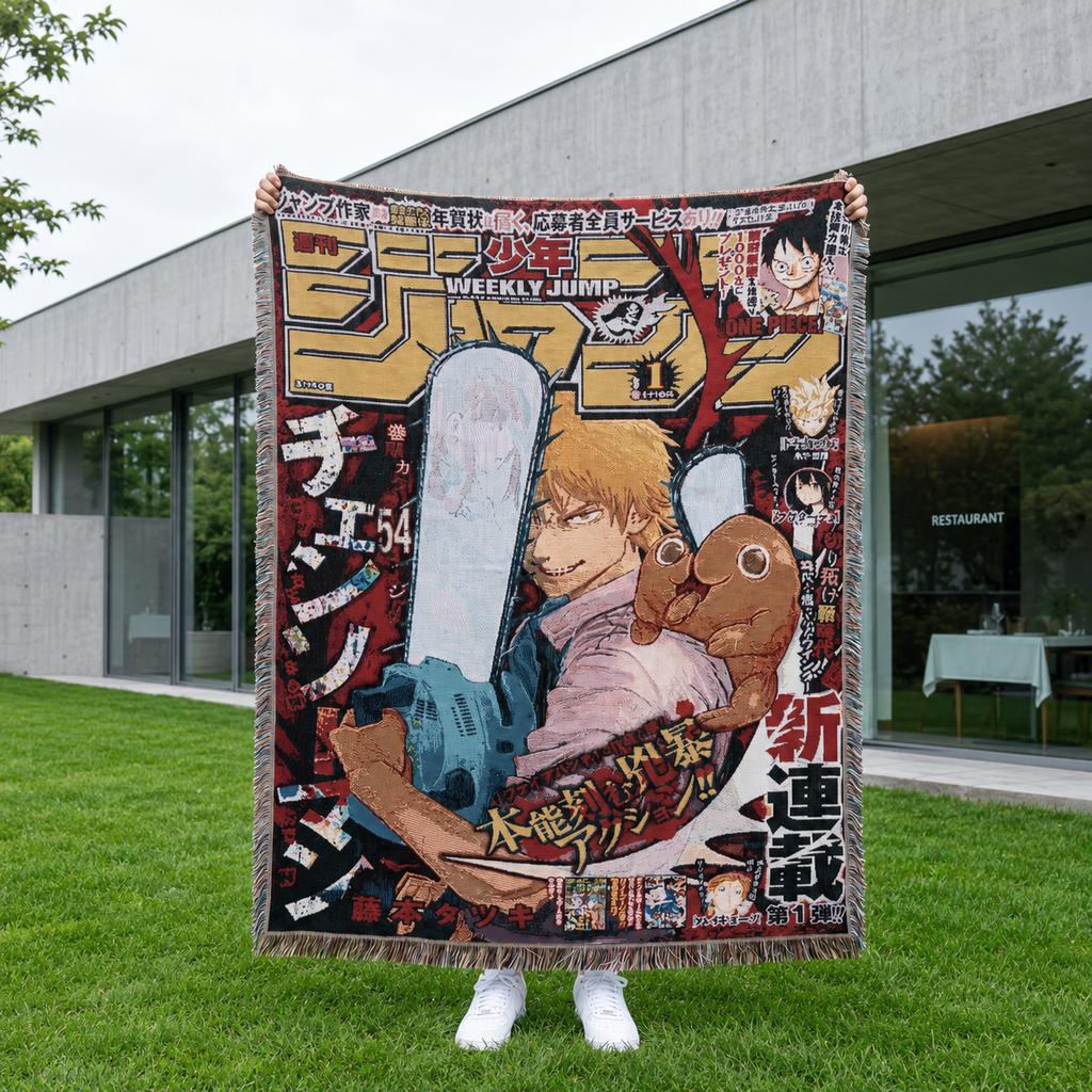 Custom Size Anime Woven Blanket Soft Home Cover Blanket for Couch Bed and Chair