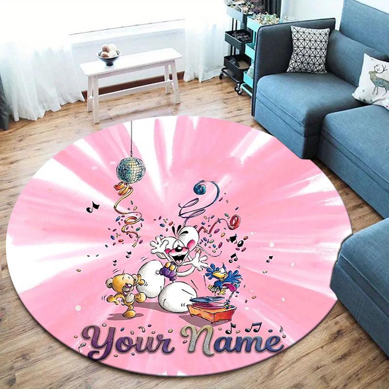 Diddl Custom Name Round Area Rug,Carpet Rug for Living Room Bedroom Sofa Playroom Decor,Non-slip Floor Mat