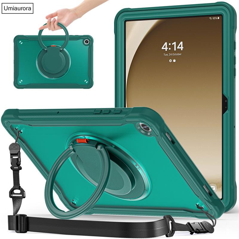For Samsung Tab A9 8.7 SM-X110 A9+ A11+ Plus 11 Inch SM-X230 X210 X130 Pull Ring Stand Strap Tablet Case Shockproof Armor Funda