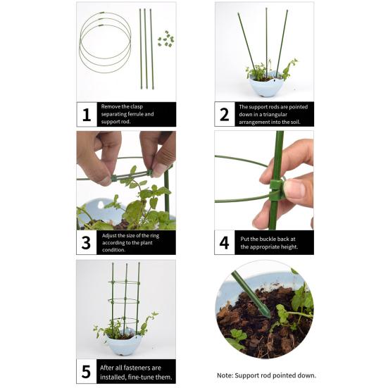 Plant Support Stand with Adjustable Rings Stable Construction Non-Fading Simple Installation Climbing Plants