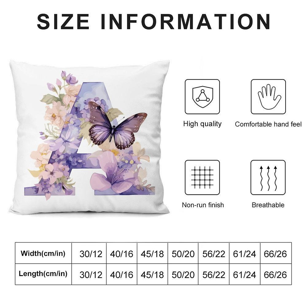Letters Floral Print Cushion Cover Soft Plush Fabric Double-Sided Printed Sofa Cushion Cover For All Seasons Home Decor Gift