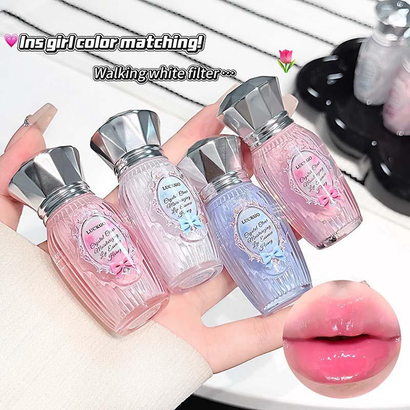 LUCKGO Crystal Moisture Lip Essence: Honey Mirror Plumping Lipstick Gloss