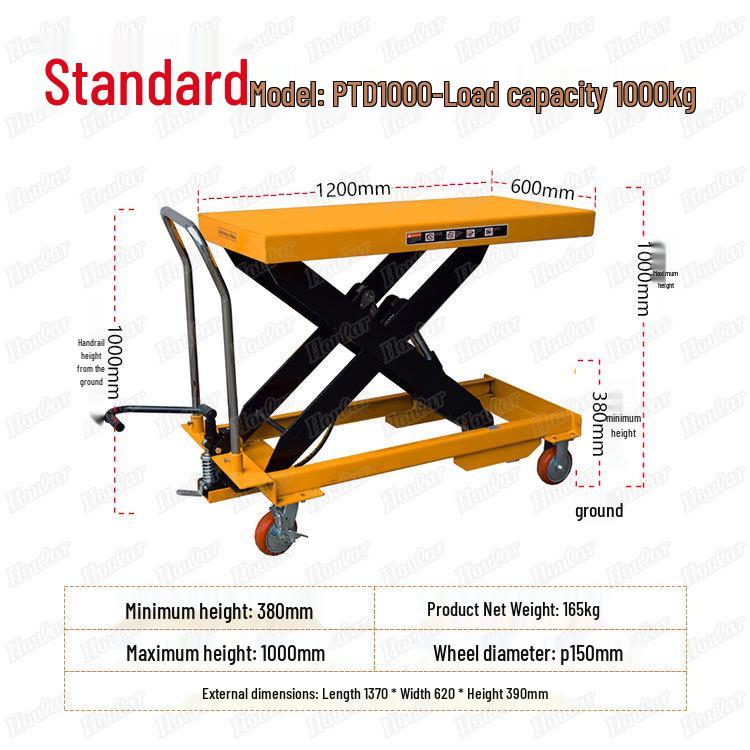 Electric Hydraulic Scissor Lift Cart - Mobile Flatbed Trolley