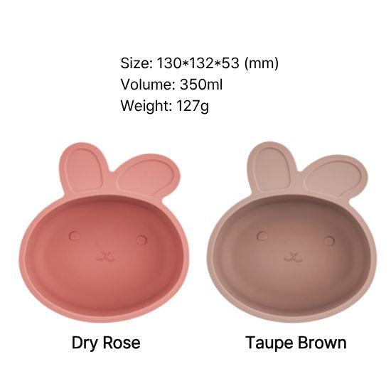 

Atti Rabbit Baby Bunny Silicone Suction Bowl Dry Rose Toddler Tableware Self Feeding Container Dry Rose