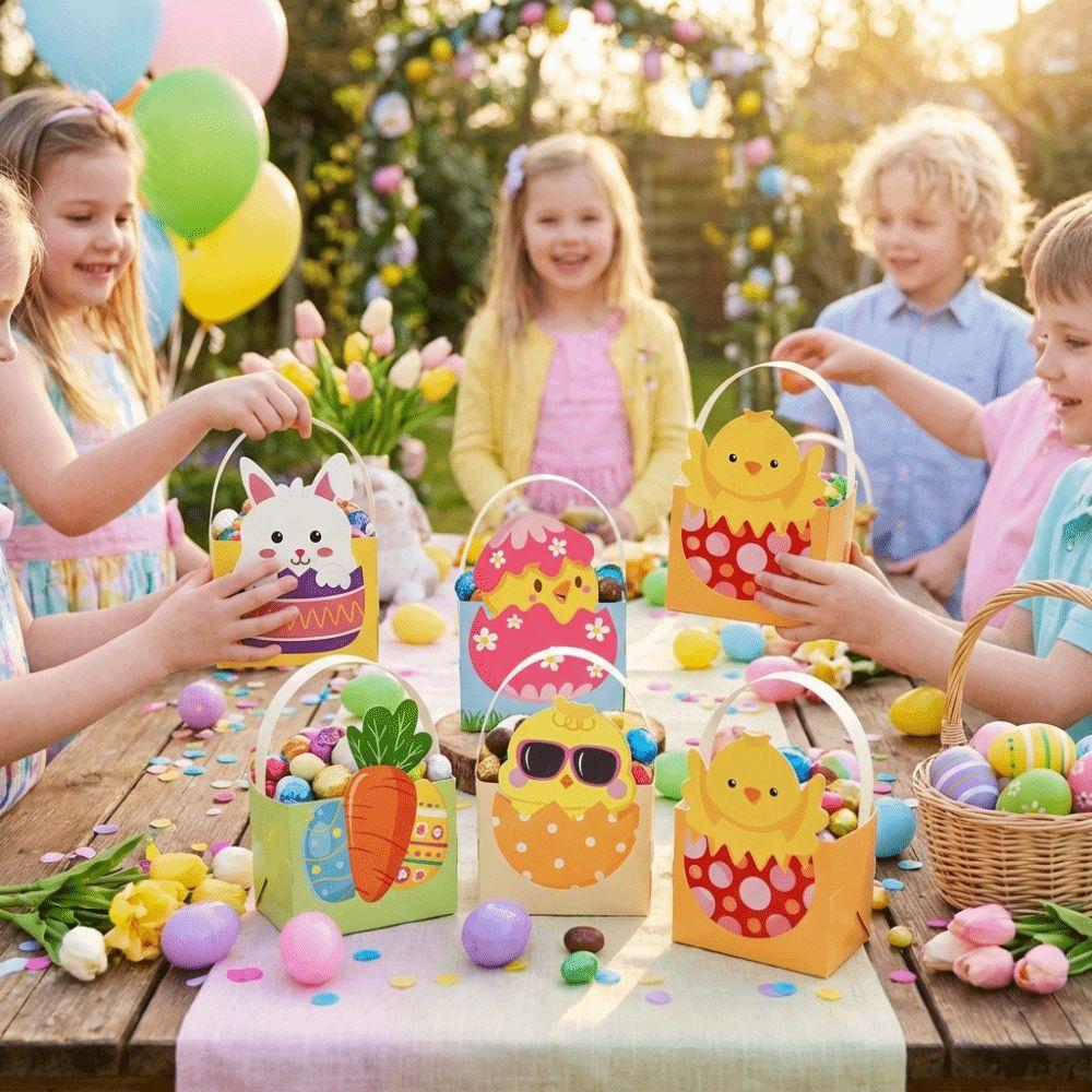 6pcs Egg Rabbit Carrot Easter Bunny Candy Boxes Cartoon Candy Gift Bag Packaging Boxes Kids Favors