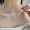 Rice Grain Freshwater Pearl Broken Silver Bow Necklace Baroque Freshwater Pearl Collarbone Chain Temperament Neck Chain Women