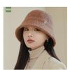 Women'S Bucket Hat Autumn Winter Hat Wool Wide Brimmed Sunshade Bob Cap Keep Warm Casual Vintage Lady Hat Accessories