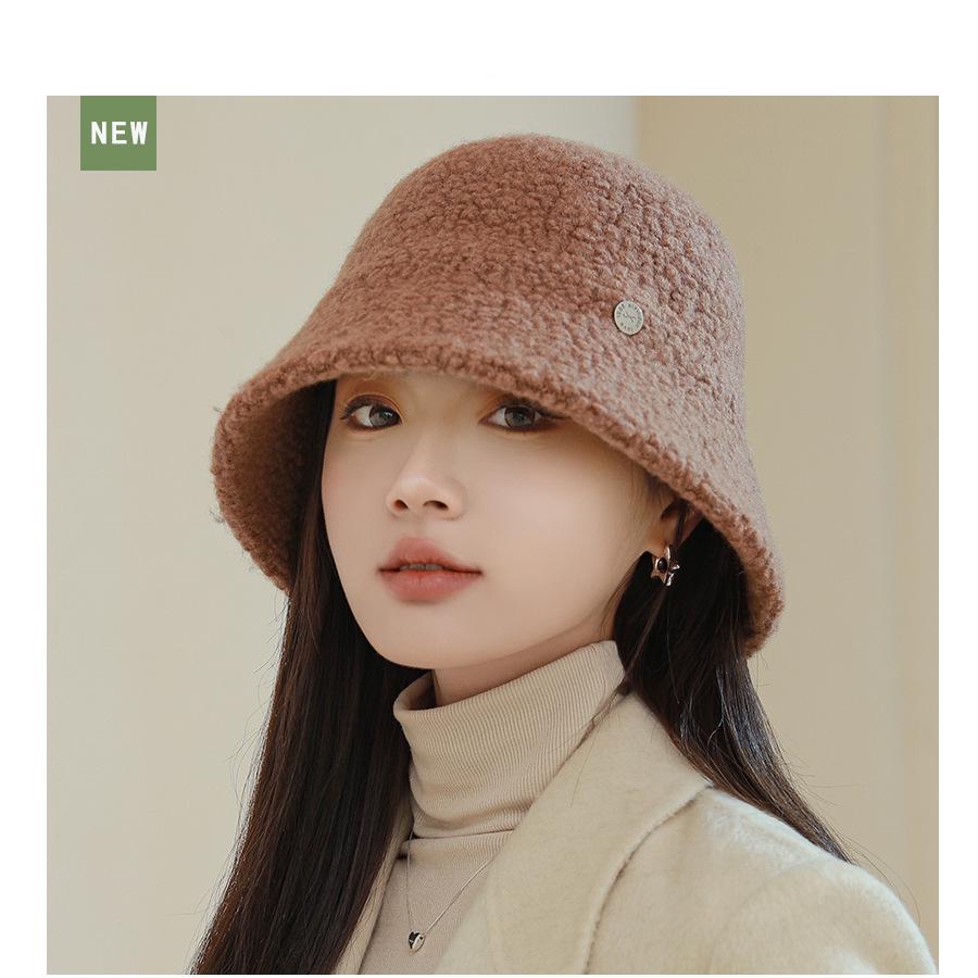 Women'S Bucket Hat Autumn Winter Hat Wool Wide Brimmed Sunshade Bob Cap Keep Warm Casual Vintage Lady Hat Accessories