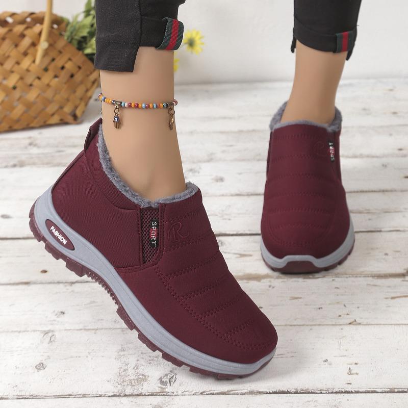 Women’s Fleece-Lined Snow Boots, Thickened Warm Slip-On Non-Slip Winter Cotton Shoes