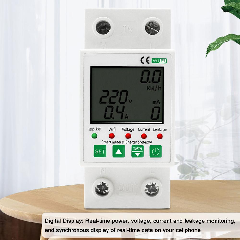 Tuya WiFi 2P Intelligent Leakage Protecting Switch Current Voltage Monitoring Timer Function Power