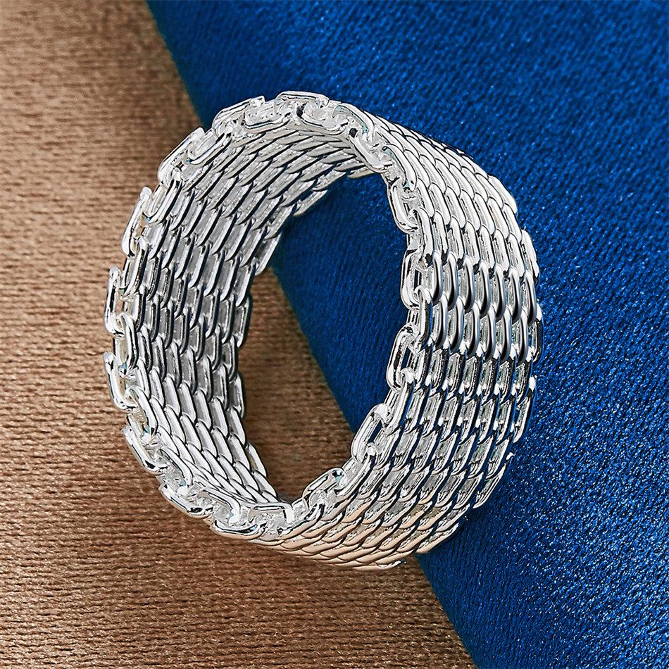 1 pezzo di anello intrecciato squisito in argento sterling 925, misure 6-10, per uomo e donna, gioielli alla moda per matrimoni, regali e accessori