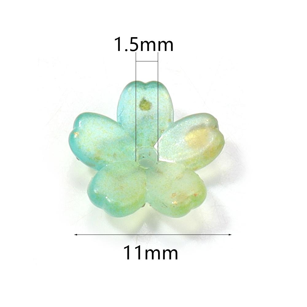 200pcs 11mm Acrylic Flowers Beads Colorful Five Petals Flower Loose Beads For Jewelry Making DIY Necklace Earrings Accessories