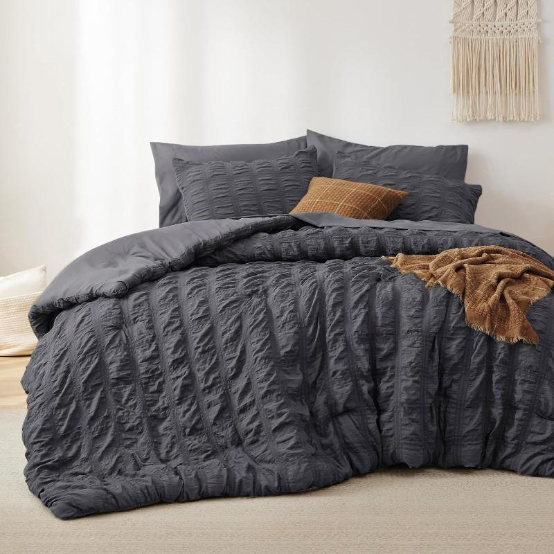Seersucker Wrinkled Fluffy Duvet Cover Set
