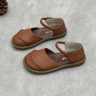 Retro Handmade Genuine Leather Flats Sandals Casual Versatile Comfortable Soft Sole Women's Shoes