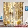 2pcs,Curtains Cute Deer Christmas Gift (2) Chic Light Filtering Curtains Machine Washable Fabric Curtains Decorations For Home