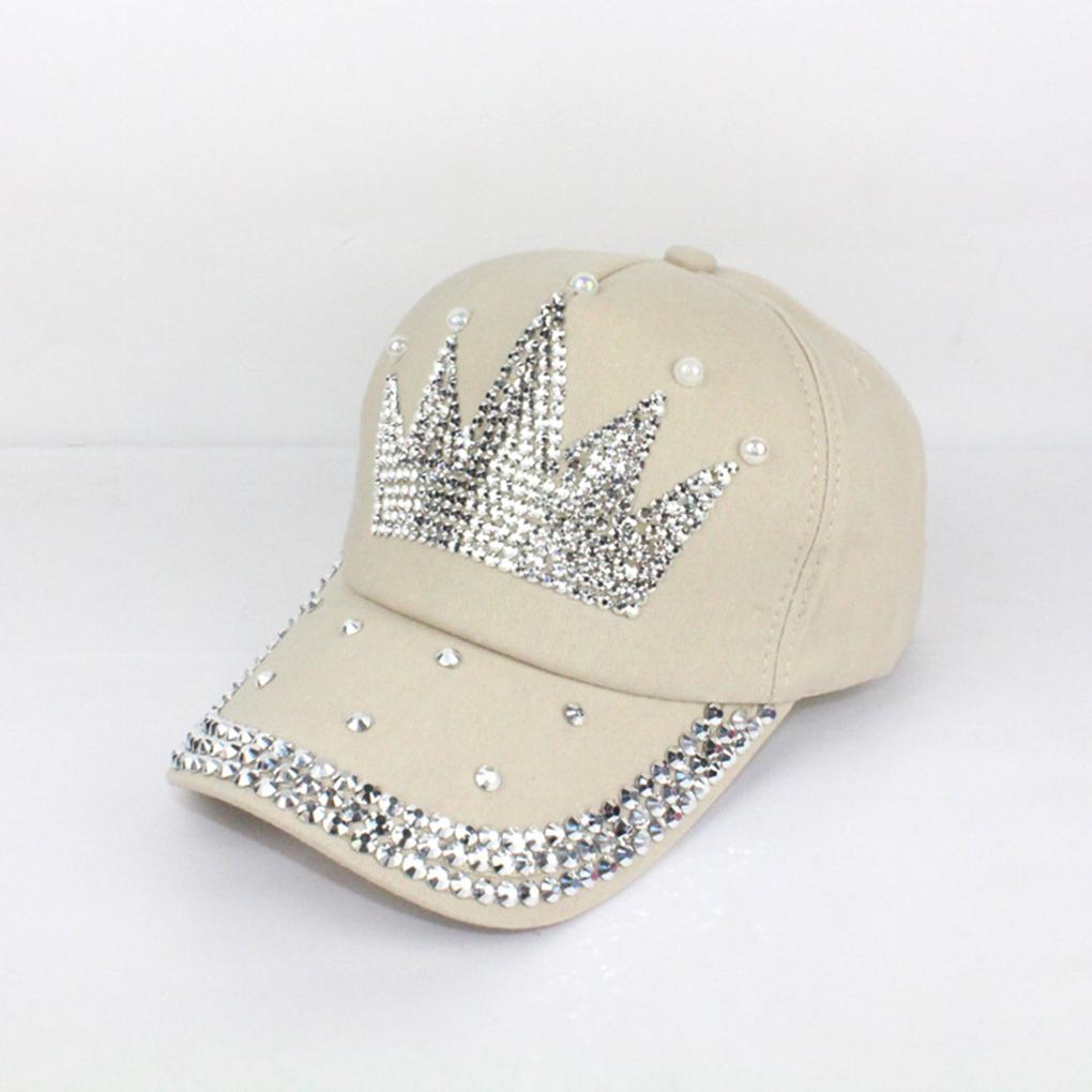 Children Adjustable Rhinestones Studded Peaked Cap Hat Kid Baseball Cap