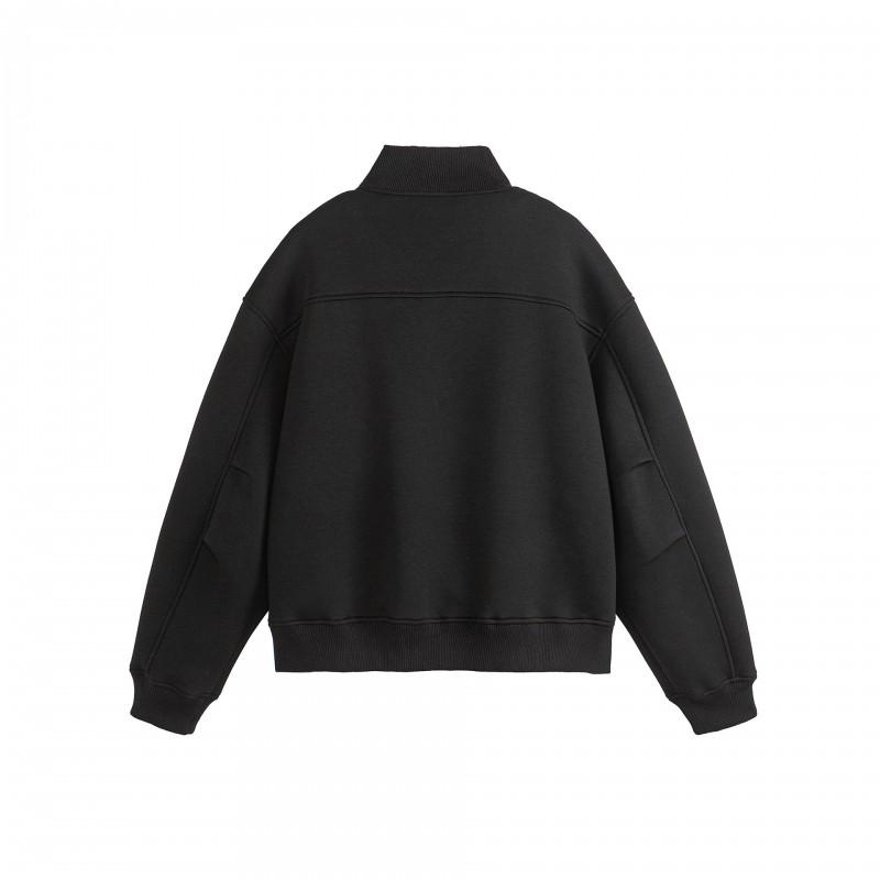 Unisex Retro Stand Collar Zip-Up Jacket Lightweight Casual Outerwear Fall