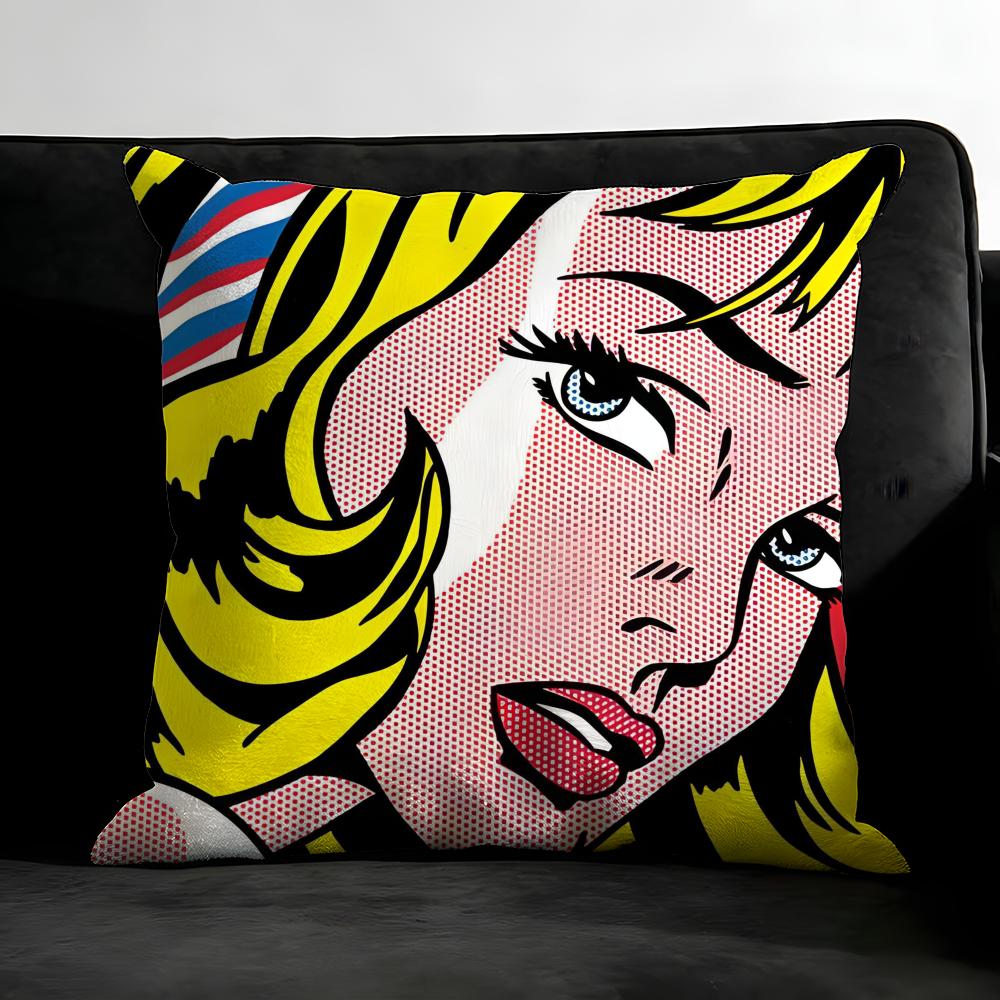 R-Roy L-Lichtenstein Pop Cushion Cover Pillowcase Ultra Soft Skin Friendly Fabric Cloud Like Comfort & Concealed Zipper