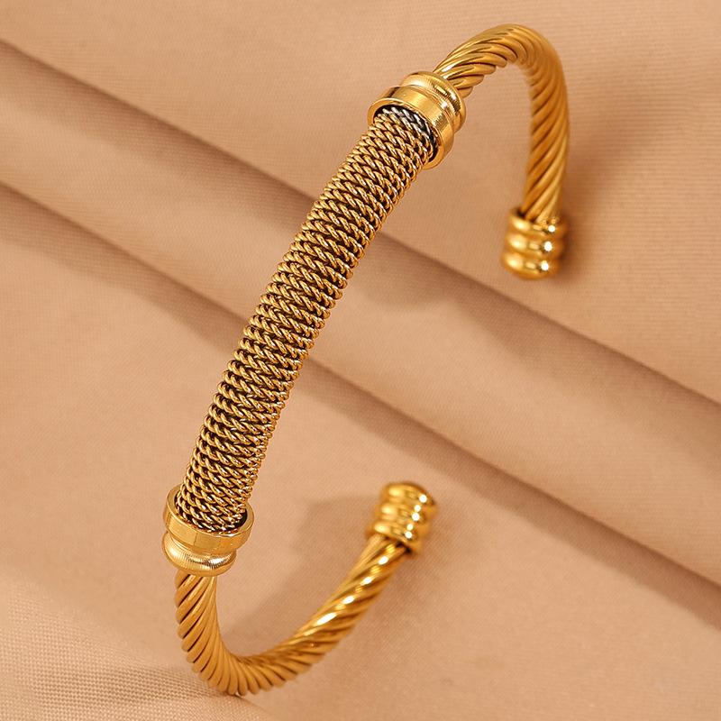 Design Steel Wire Opening Mesh Light Luxury C-shaped Fashionable Color Matching Versatile Bracelet