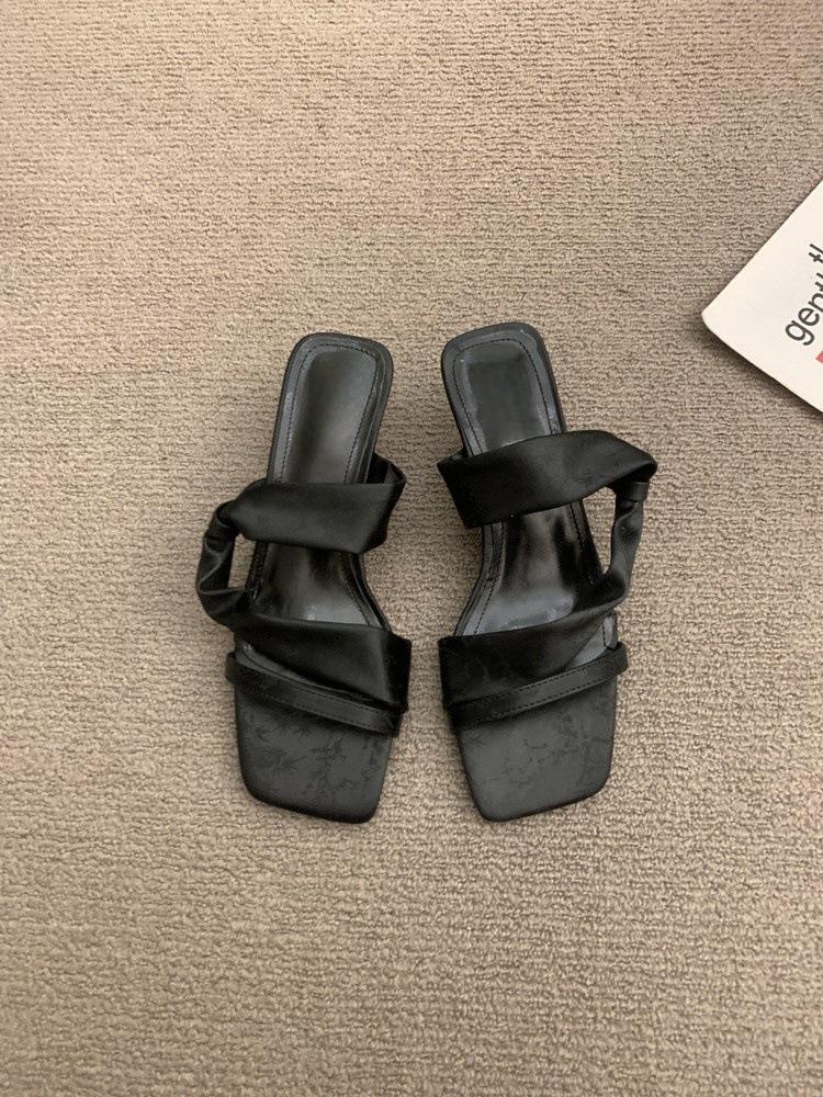 Wedge Sandals Niche Design Sense Word with High Heels Women's Summer New Silver Cool Slippers New Roman Shoes Women's Shoes