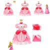 Super Mario Prinzessin Peach Cartoon Rollenspiel Kostüm Halloween Cosplay Kleid
