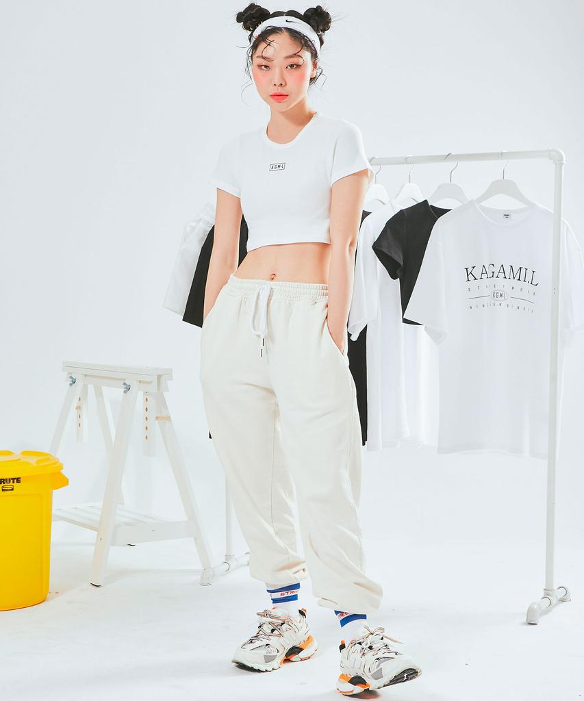 Kagamiel Square Logo Crop T-Shirt White