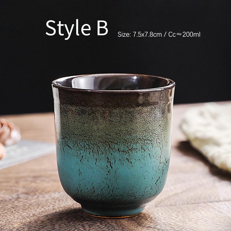 200ml Ceașcă Japoneză Retro Ceramică cu Schimb de Glazură pentru Cafea Latte Art, Ceașcă Mare de Ceai cu Gradient