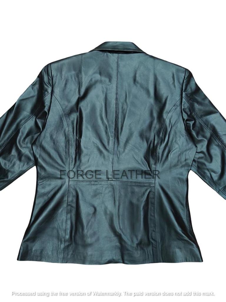 Real Lambskin Women's Leather Party Handmade Black Blazer Stylish Formal Designer