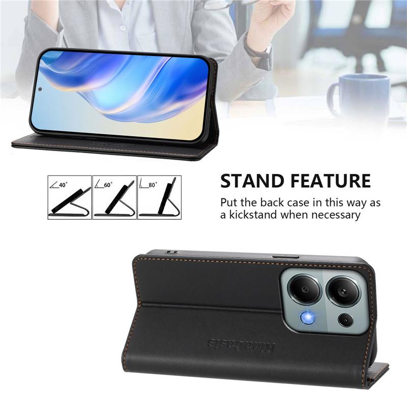 Luxury Anti-thef Wallet Flip Cover Phone Case For Xiaomi Redmi Note13 4G Note 13 Pro Plus 5G Leather Cases Magnet Solid Coque