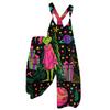 Women's Retro Casual Overalls with Novelty Print and Non-Adjustable Shoulder Straps