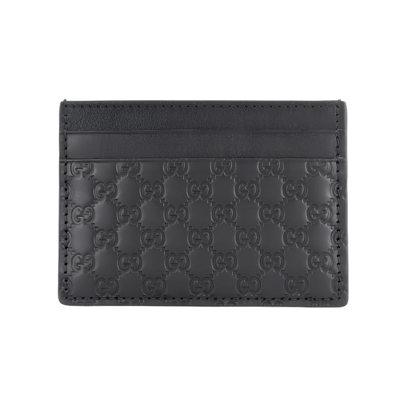 Gucci Presbyopia Logo Embossed Cowhide Card Holder Men's Black