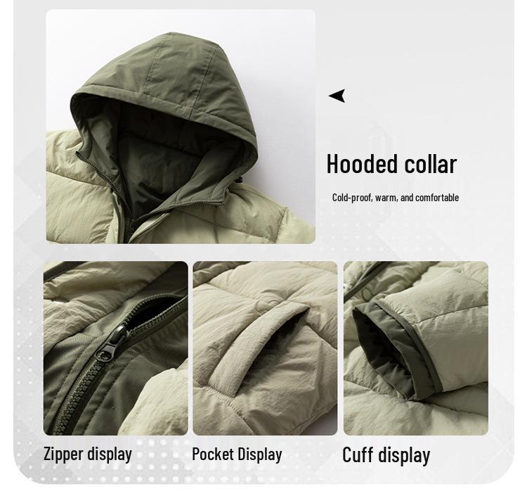 Men's High-Quality Winter Hooded Puffer Jacket - Thickened Cotton for Warmth