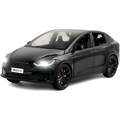 Modelo de coche de aleación Tesla modelo X a escala 1/24, vehículos de juguete fundidos a presión, modelo de coche X, puerta de ala de gaviota, coche de aleación extraíble con luces y música, regalos para niños