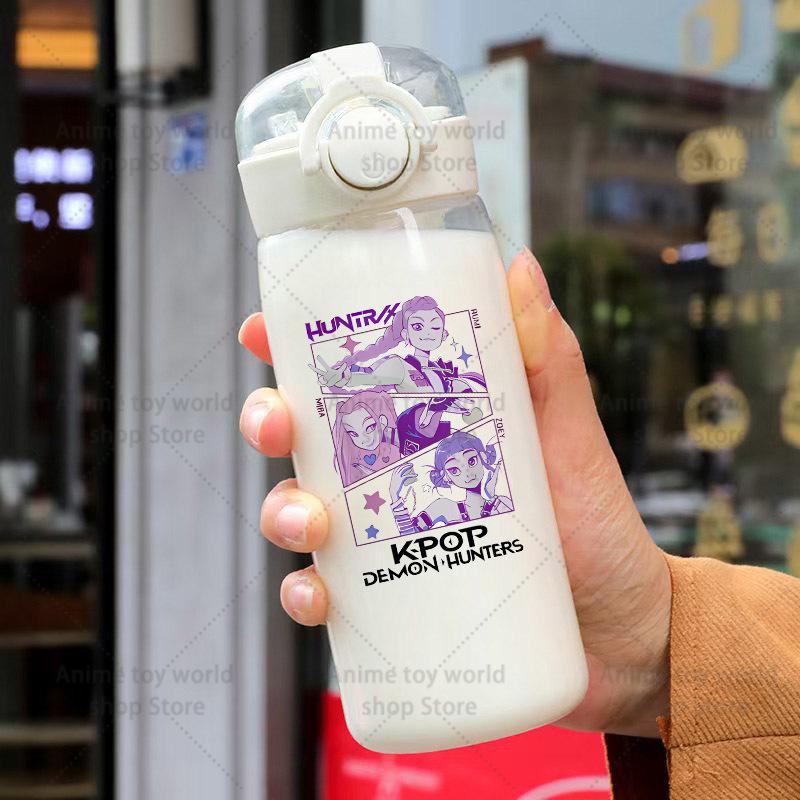 

Lovely KPop Demon Hunters Sports Transparent Water Bottle 400ml Portable Gym Travel Clear Leakproof Drinking Bottle Frosted Bottle