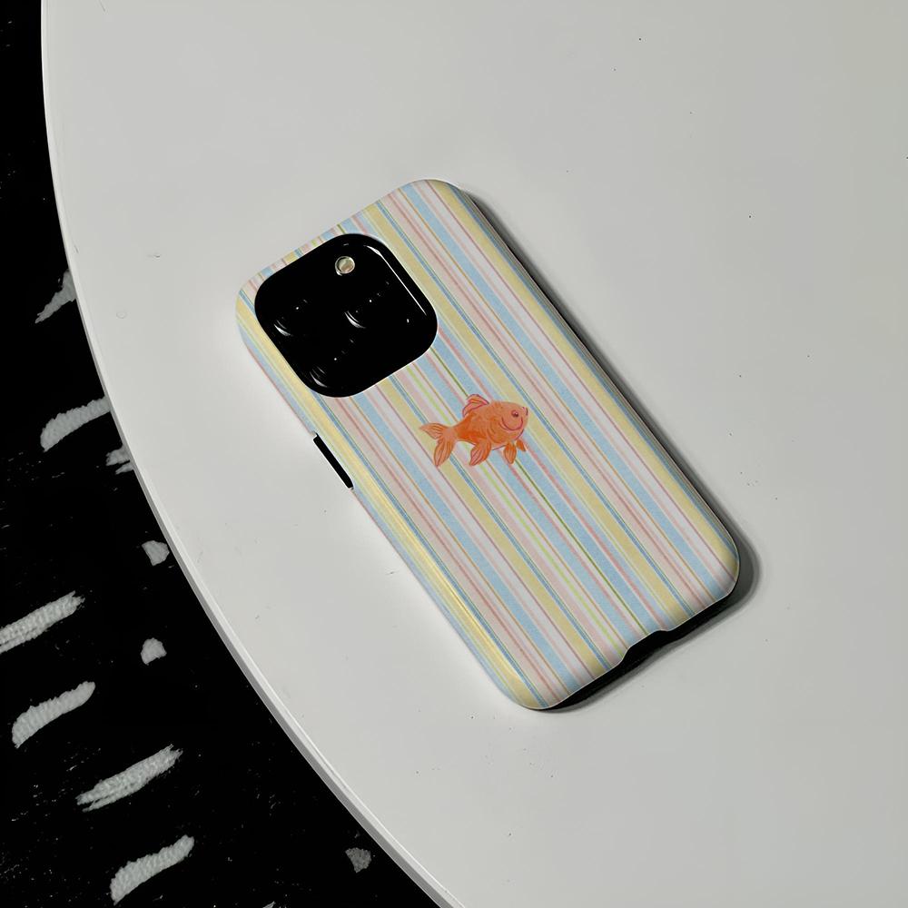 

Ocean Life Theme Striped Phone Case Hard PC For IPhone 16Promax 17 16 15 14 13 12 11 Pro Max Plus Glossy HD Cover iPhone 13