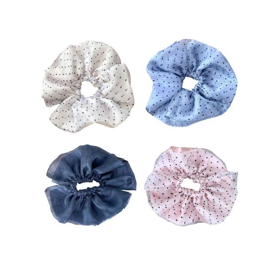 Hair Tie Dot Print Double-Layer Design Ponytail Half-Tied Hair Rope High Elasticity Ponytail Holder Commuting Style Hair Accessory